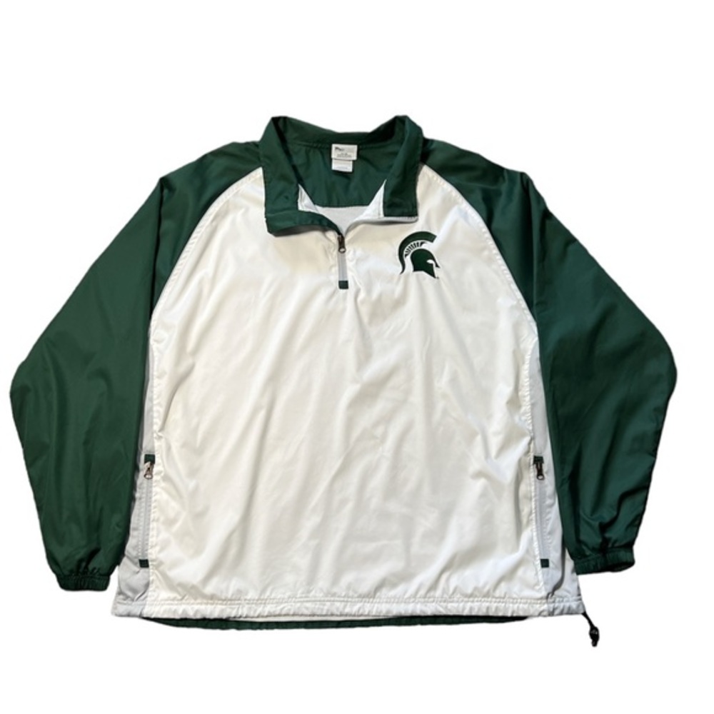 Knights Apparel Men’s MSU Spartan Athletic Windbreaker Quarter Zip Jacket Sz. XL